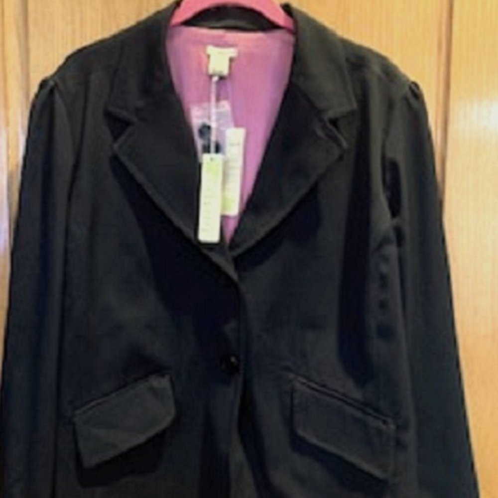 NWT Women's Cubavera Black Suit Jacket Fully Lined Front Flap Pockets Sz: 1X